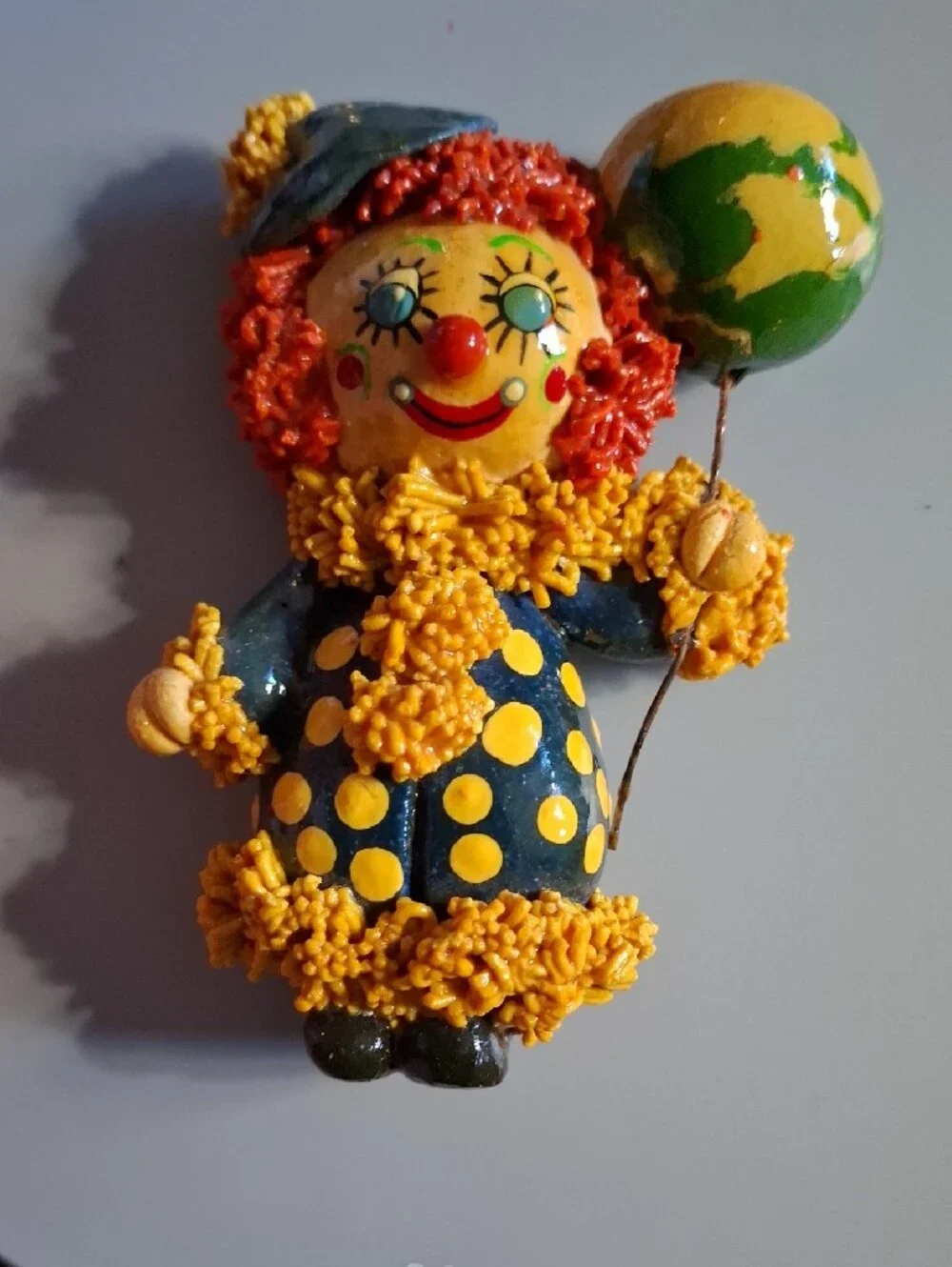 Christmas Santa and Mrs. Claus , Baby, Clown Group Of Vintage Homemade Ornaments